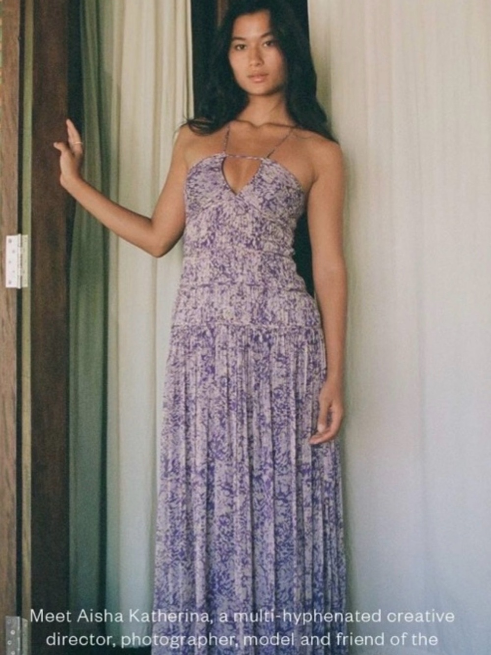 Shona Joy Lavender Floral Halter Maxi Dress
